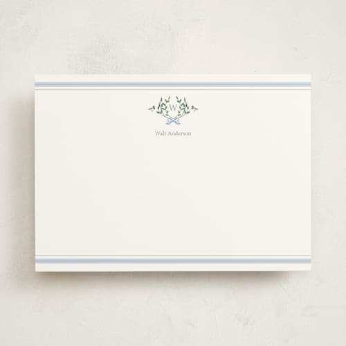 This is a smoke personalized stationery thank you cards with standard by Rebecca Marchese called southern mallard duck printing on signature in 5x7