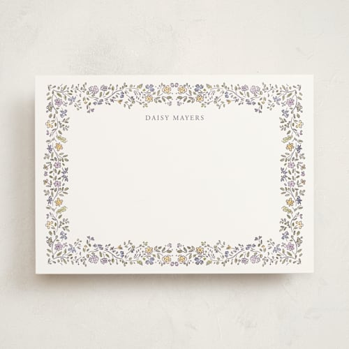 This is a lavender personalized stationery thank you cards with standard by Petra Kern called daisy q printing on signature in 5x7