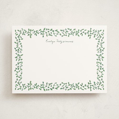 This is a ivy personalized stationery thank you cards with standard by Angela Garrick called vines2 printing on signature in 5x7
