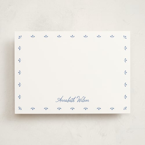 This is a powder blue personalized stationery thank you cards with standard by Erin L. Wilson called somerset eyelet printing on signature in 5x7