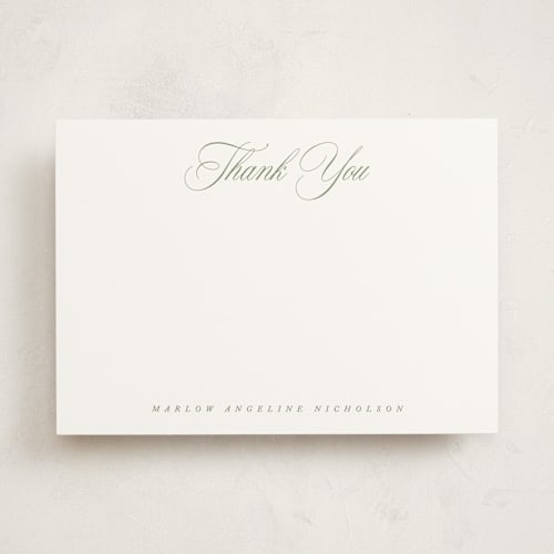 This is a garden personalized stationery thank you cards with standard by Kelly Schmidt called timeless thank you printing on signature in 5x7