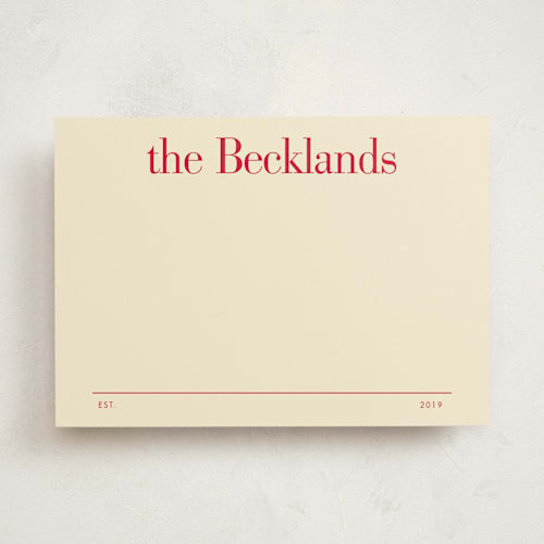 This is a apple personalized stationery thank you cards with standard by Baumbirdy called established date printing on signature in 5x7