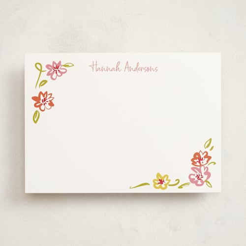 This is a sugar personalized stationery thank you cards with standard by samovilka called pinkorangeflorals printing on signature in 5x7