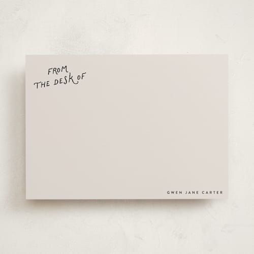 This is a vintage personalized stationery thank you cards with standard by Maja Cunningham called from the desk printing on signature in 5x7