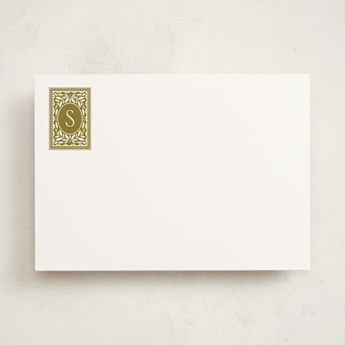 This is a olive personalized stationery thank you cards with standard by Kelly Watkins called nobel printing on signature in 5x7