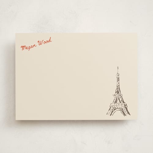 This is a antique bronze personalized stationery thank you cards with standard by Cass Loh called eiffel in love printing on signature in 5x7
