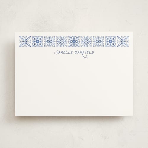 This is a sea personalized stationery thank you cards with standard by Laura Bolter called santorini tiles printing on signature in 5x7