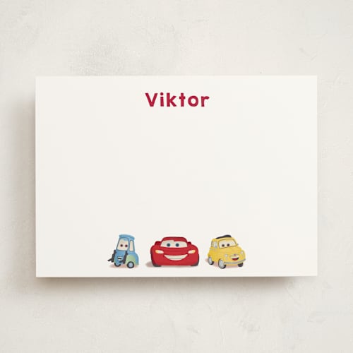 This is a cloud personalized stationery thank you cards with standard by tinaleeart called disney pixar cars lightning mcqueen and friends printing on signature in 5x7