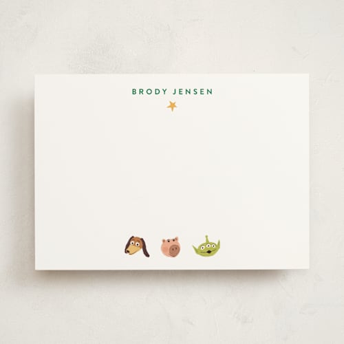 This is a forest personalized stationery thank you cards with standard by Dani Lugato called pixar's toy story toys printing on signature in 5x7