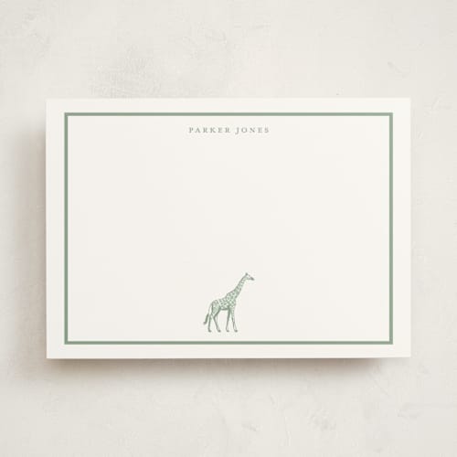 This is a palm personalized stationery thank you cards with standard by Jenna Holcomb called safari giraffe printing on signature in 5x7