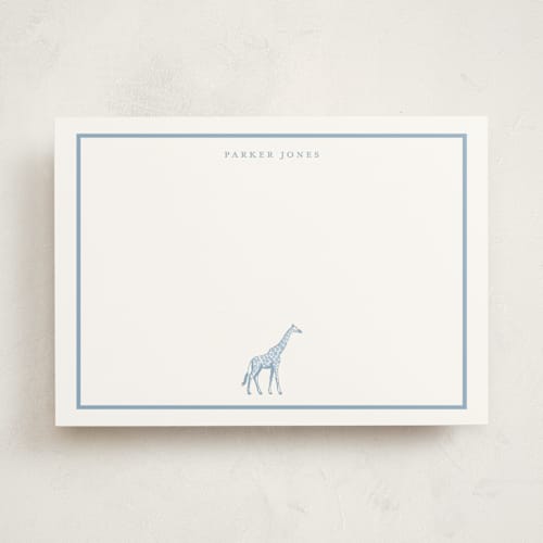 This is a lagoon personalized stationery thank you cards with standard by Jenna Holcomb called safari giraffe printing on signature in 5x7