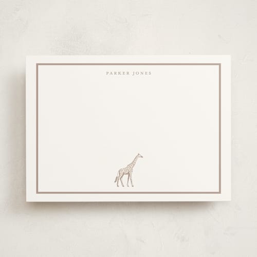 This is a cocoa personalized stationery thank you cards with standard by Jenna Holcomb called safari giraffe printing on signature in 5x7