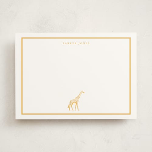 This is a sunshine personalized stationery thank you cards with standard by Jenna Holcomb called safari giraffe printing on signature in 5x7