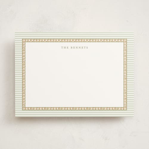 This is a pine personalized stationery thank you cards with standard by Bayberry Kate called woven pine printing on signature in 5x7