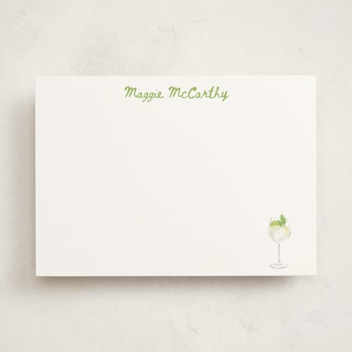 This is a lime personalized stationery thank you cards with standard by Baumbirdy called hugo spritz (add-on) printing on signature in 5x7