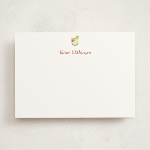 This is a tajín personalized stationery thank you cards with standard by Baumbirdy called spicy marg (add-on) printing on signature in 5x7