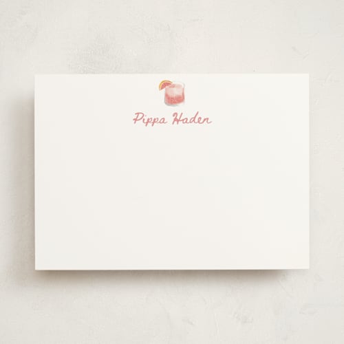 This is a grapefruit personalized stationery thank you cards with standard by Baumbirdy called paloma (add-on) printing on signature in 5x7