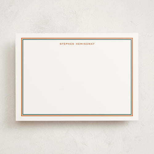 This is a burnt orange personalized stationery thank you cards with standard by Megan Davis called boulevard printing on signature in 5x7