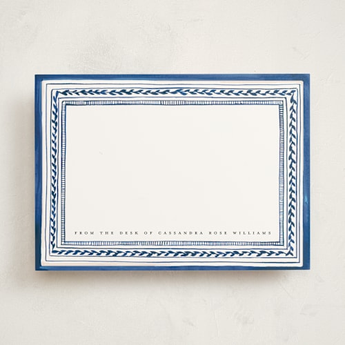 This is a ivory personalized stationery thank you cards with standard by Teju Reval called vintage border printing on signature in 5x7