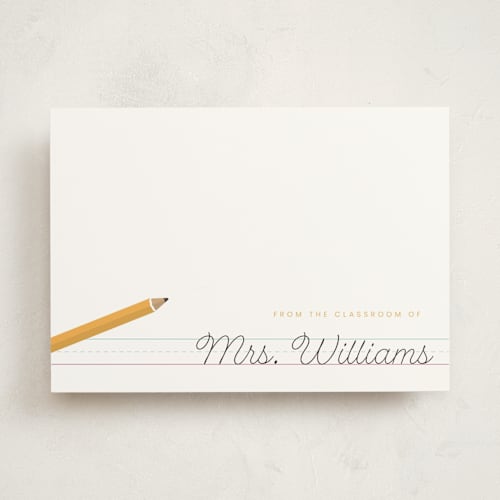 This is a sunflower personalized stationery thank you cards with standard by Poised Avenue called classroom notes printing on signature in 5x7