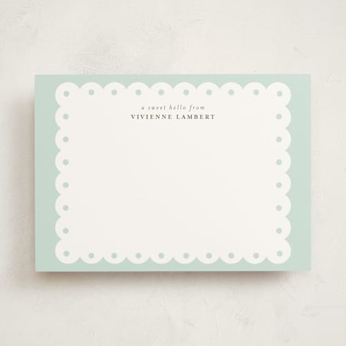 This is a mint personalized stationery thank you cards with standard by Shirley Lin Schneider called southern charm printing on signature in 5x7