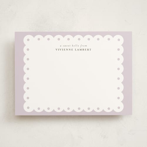 This is a lavender personalized stationery thank you cards with standard by Shirley Lin Schneider called southern charm printing on signature in 5x7