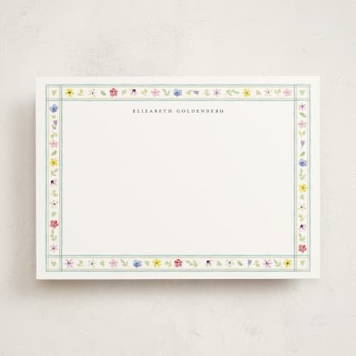 This is a summer personalized stationery thank you cards with standard by Pati Cascino called herbarium printing on signature in 5x7