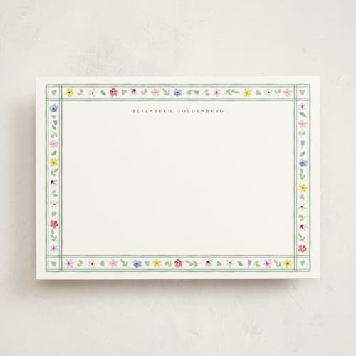 This is a spring personalized stationery thank you cards with standard by Pati Cascino called herbarium printing on signature in 5x7