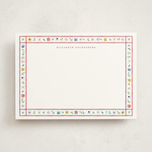 This is a sunset personalized stationery thank you cards with standard by Pati Cascino called herbarium printing on signature in 5x7