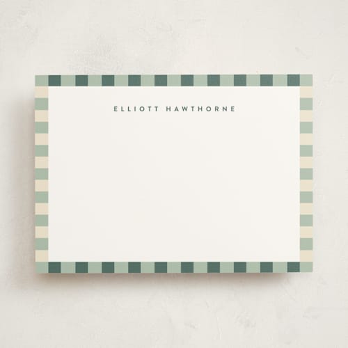 This is a pistachio personalized stationery thank you cards with standard by Olivia Raufman called refined stripe printing on signature in 5x7