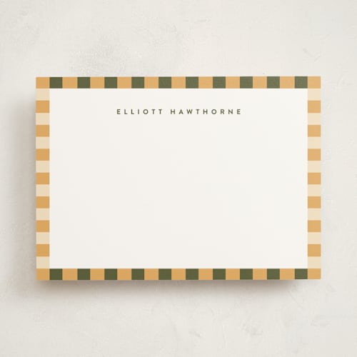 This is a tuscan summer personalized stationery thank you cards with standard by Olivia Raufman called refined stripe printing on signature in 5x7