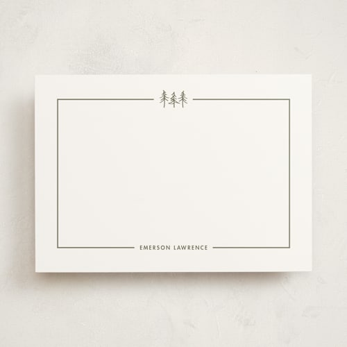 This is a ponderosa personalized stationery thank you cards with standard by Townsend Majors called three pines printing on signature in 5x7
