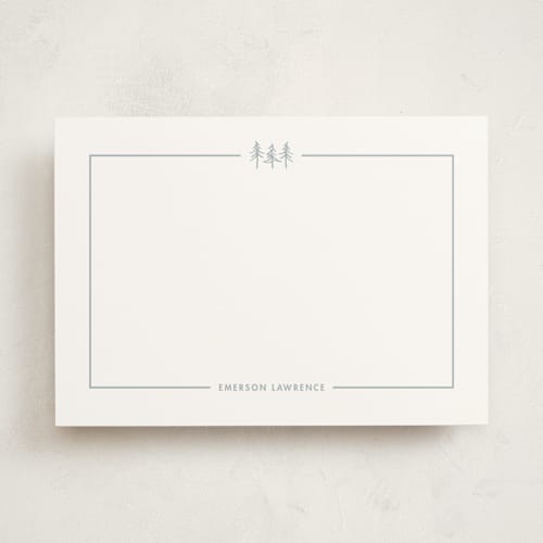 This is a frost personalized stationery thank you cards with standard by Townsend Majors called three pines printing on signature in 5x7
