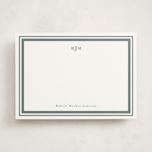 This is a vetiver personalized stationery thank you cards with standard by Tamara Hilje called elegant border printing on signature in 5x7