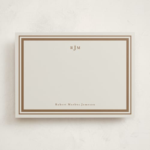 This is a rust personalized stationery thank you cards with standard by Tamara Hilje called elegant border printing on signature in 5x7