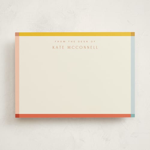 This is a coral personalized stationery thank you cards with standard by Ellen Schlegelmilch called edge printing on signature in 5x7