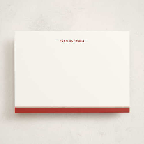 This is a ruby personalized stationery thank you cards with standard by Ann Gardner called preppy stripe printing on signature in 5x7