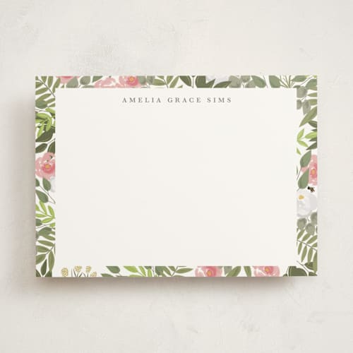 This is a petal personalized stationery thank you cards with standard by Elizabeth Bishop called amelia printing on signature in 5x7