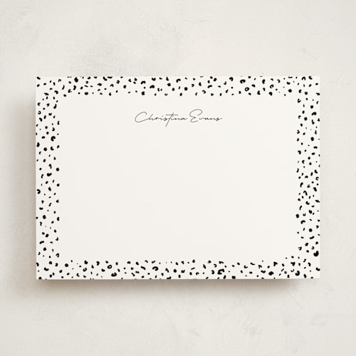 This is a snow leopard personalized stationery thank you cards with standard by Lea Delaveris called just a little wild printing on signature in 5x7