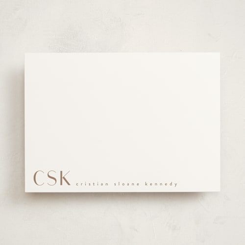 This is a desert personalized stationery thank you cards with standard by Angela Garrick called monogram corner printing on signature in 5x7