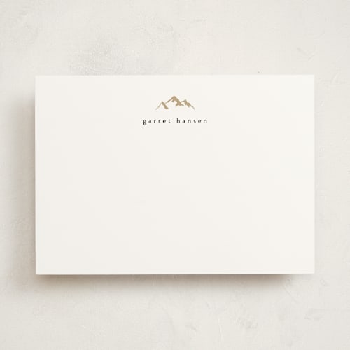 This is a snow personalized stationery thank you cards with standard by Amy Payne called minimal mountain printing on signature in 5x7
