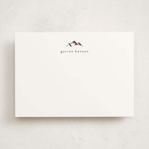 This is a garnet personalized stationery thank you cards with standard by Amy Payne called minimal mountain printing on signature in 5x7