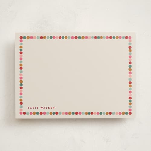 This is a sugar cookie personalized stationery thank you cards with standard by Joanna Griffin called pom poms printing on signature in 5x7