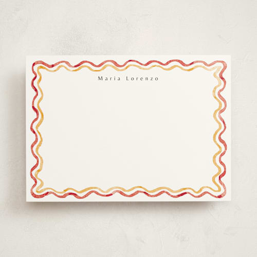 This is a candy corn personalized stationery thank you cards with standard by Cass Loh called watercolor wavy border printing on signature in 5x7