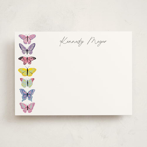 This is a blush personalized stationery thank you cards with standard by Cass Loh called vibrant butterflies printing on signature in 5x7
