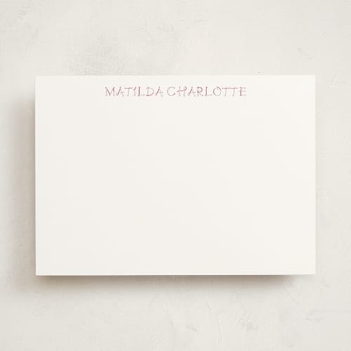 This is a petal personalized stationery thank you cards with standard by Mellary Bitner called bold ribbon printing on signature in 5x7