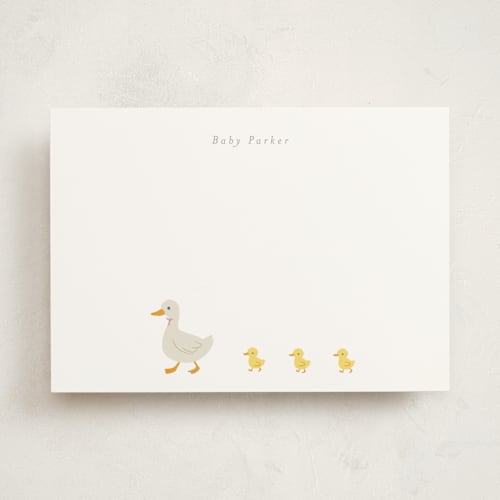This is a buttercup personalized stationery thank you cards with standard by Angela Thompson called baby ducks printing on signature in 5x7