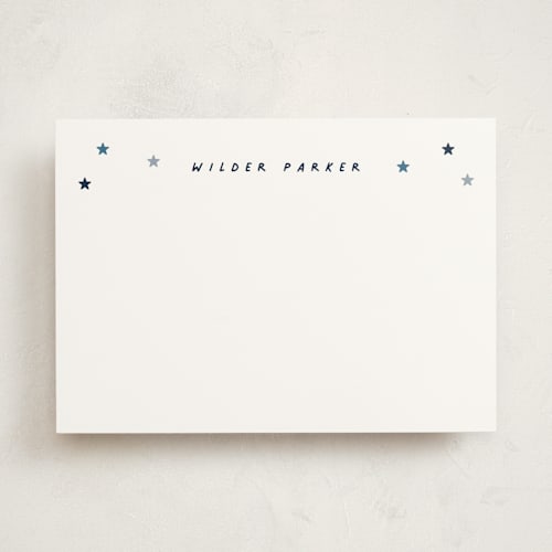 This is a night time personalized stationery thank you cards with standard by Stacey Meacham called my stars printing on signature in 5x7