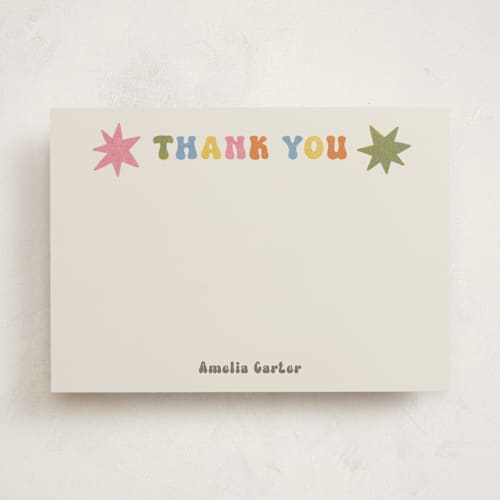 This is a soft retro personalized stationery thank you cards with standard by Sabrina Excene called thank you riso printing on signature in 5x7