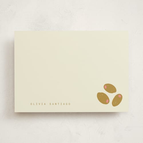 This is a olive personalized stationery thank you cards with standard by Sierra Lee called olives printing on signature in 5x7